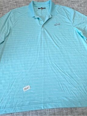 Greg Norman Collection Light Aqua Polo with Shark Emblem